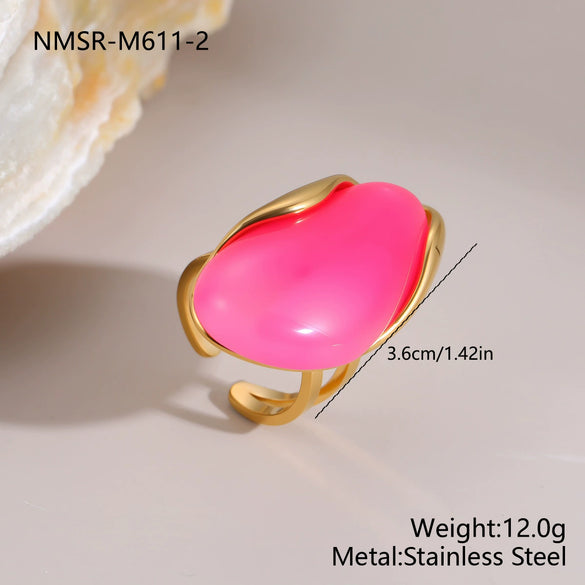 Wholesale Light Luxury Geometric Stainless Steel Electroplated Openended Rings For Women