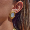Wholesale Light Luxury Geometric Stainless Steel Electroplated Oval Thread Earrings For Women