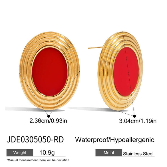 Wholesale Light Luxury Geometric Stainless Steel Electroplated Oval Thread Earrings For Women