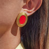 Wholesale Light Luxury Geometric Stainless Steel Electroplated Oval Thread Earrings For Women