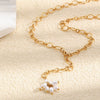 Wholesale Light Luxury Geometric Stainless Steel Electroplated Pearl Tassel Necklace For Women