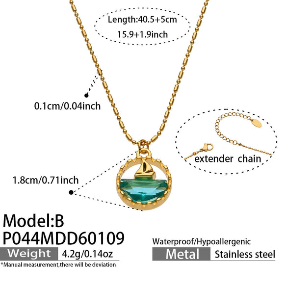 Wholesale Light Luxury Geometric Stainless Steel Electroplated Round Pendant Necklace For Women