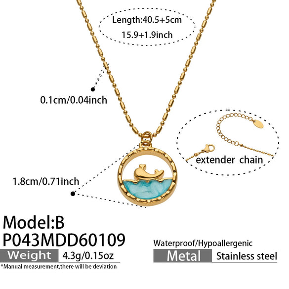 Wholesale Light Luxury Geometric Stainless Steel Electroplated Round Pendant Necklace For Women