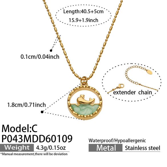Wholesale Light Luxury Geometric Stainless Steel Electroplated Round Pendant Necklace For Women