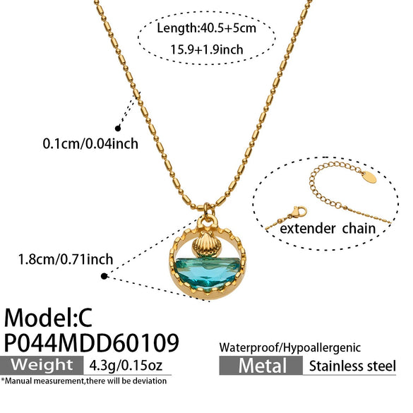 Wholesale Light Luxury Geometric Stainless Steel Electroplated Round Pendant Necklace For Women