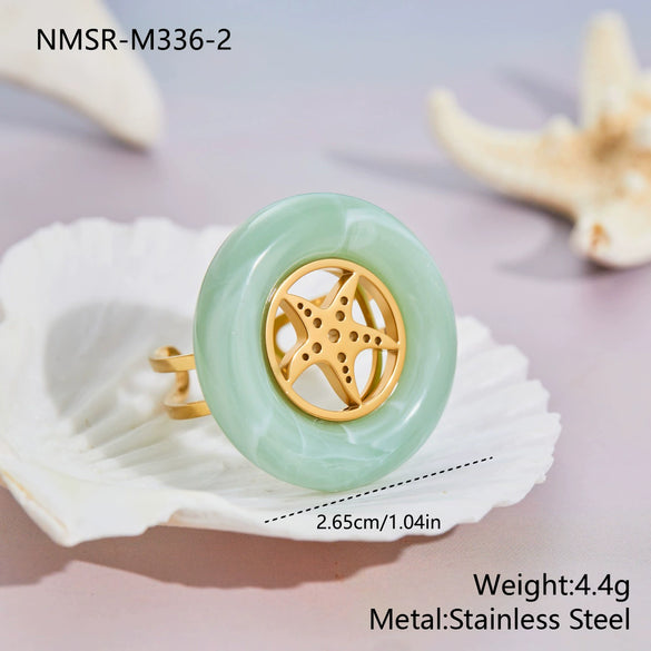 Wholesale Light Luxury Geometric Stainless Steel Electroplated Starfish Ring Accessories For Women
