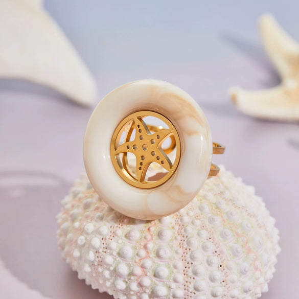 Wholesale Light Luxury Geometric Stainless Steel Electroplated Starfish Ring Accessories For Women