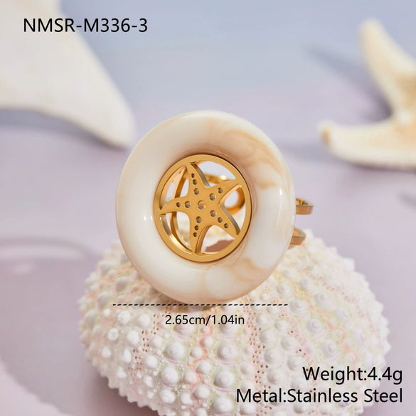 Wholesale Light Luxury Geometric Stainless Steel Electroplated Starfish Ring Accessories For Women