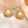 Wholesale Light Luxury Geometric Stainless Steel Electroplated Sunflower Earrings For Women