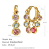 Wholesale Light Luxury Geometric Stainless Steel Electroplated Tassel Color Diamond Earrings For Women