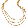 Wholesale Light Luxury Geometric Stainless Steel Electroplated Threelayer Beaded Snake Chain Necklace For Women
