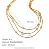 Wholesale Light Luxury Geometric Stainless Steel Electroplated Threelayer Beaded Snake Chain Necklace For Women