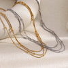 Wholesale Light Luxury Geometric Stainless Steel Electroplated Threelayer Beaded Snake Chain Necklace For Women