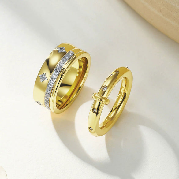 Wholesale Light Luxury Geometric Stainless Steel Electroplated Threelayer Ring With Shining Zircon For Unisex