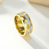 Wholesale Light Luxury Geometric Stainless Steel Electroplated Threelayer Ring With Shining Zircon For Unisex