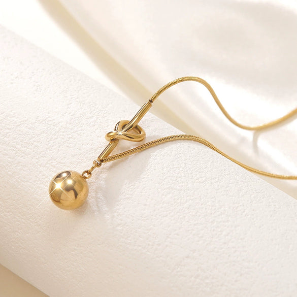 Wholesale Light Luxury Geometric Stainless Steel Gold Plated Ball Bead Necklace For Women