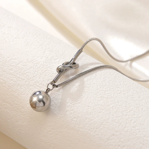 Wholesale Light Luxury Geometric Stainless Steel Gold Plated Ball Bead Necklace For Women
