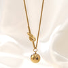 Wholesale Light Luxury Geometric Stainless Steel Gold Plated Ball Bead Necklace For Women