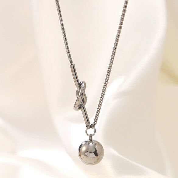 Wholesale Light Luxury Geometric Stainless Steel Gold Plated Ball Bead Necklace For Women