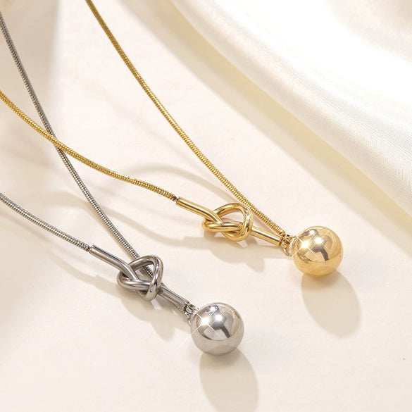 Wholesale Light Luxury Geometric Stainless Steel Gold Plated Ball Bead Necklace For Women