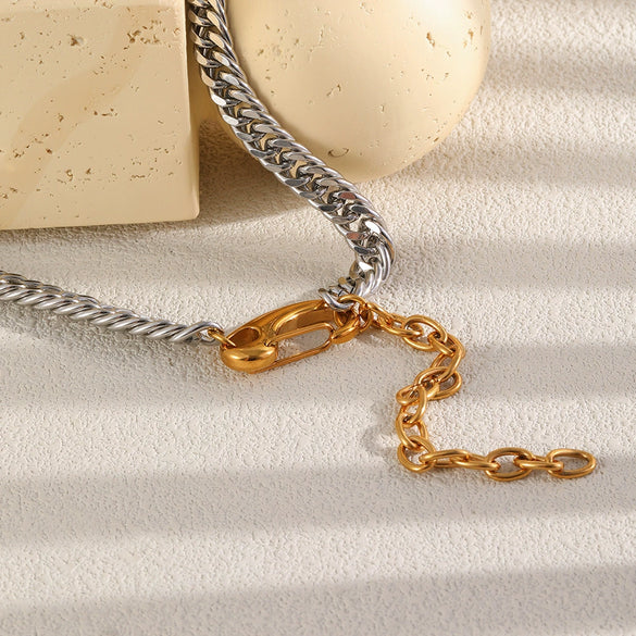 Wholesale Light Luxury Geometric Stainless Steel Gold Plated Cuban Chain Necklace For Women