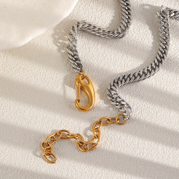 Wholesale Light Luxury Geometric Stainless Steel Gold Plated Cuban Chain Necklace For Women
