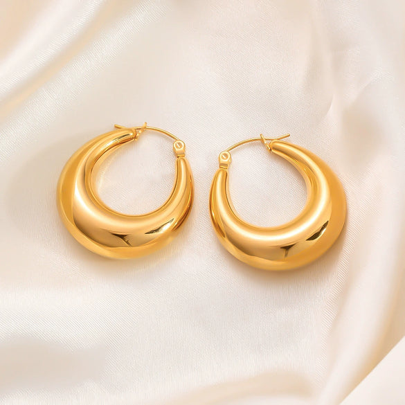 Wholesale Light Luxury Geometric Stainless Steel 18K Gold Electroplated Earrings For Women