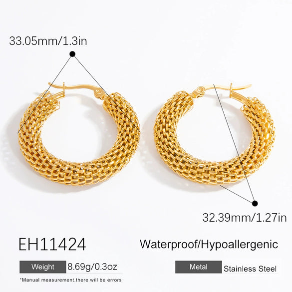 Wholesale Light Luxury Geometric Stainless Steel 18K Gold Electroplated Earrings For Women