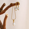 Wholesale Light Luxury Geometric Stainless Steel 18K Gold Plated Necklace And Earrings For Women