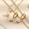 Wholesale Light Luxury Geometric Stainless Steel 18K Gold Plated Necklace And Earrings For Women