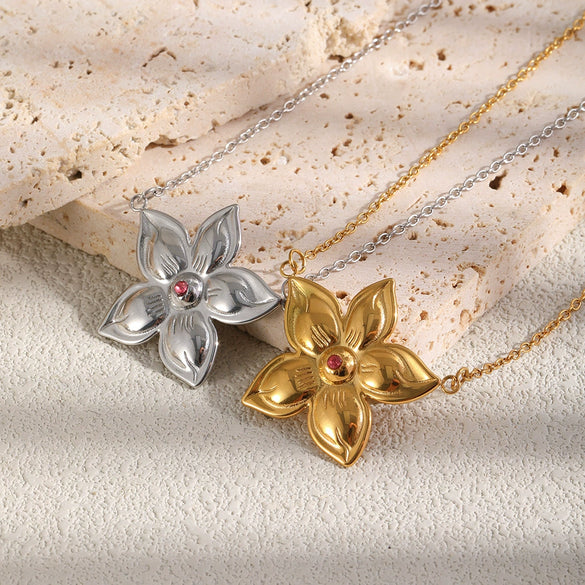 Wholesale Light Luxury Geometric Stainless Steel 18K Gold Plated Pendant Necklace For Women