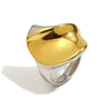 Wholesale Light Luxury Geometric Stainless Steel 18K Gold Plated Twisted Stereo Ring For Women
