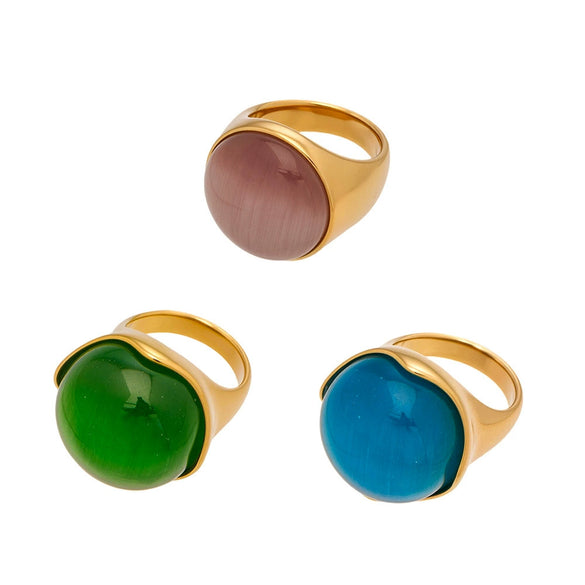 Wholesale Light Luxury Geometric Stainless Steel 18K Gold Plated Women's Ring Set
