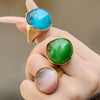 Wholesale Light Luxury Geometric Stainless Steel 18K Gold Plated Women's Ring Set