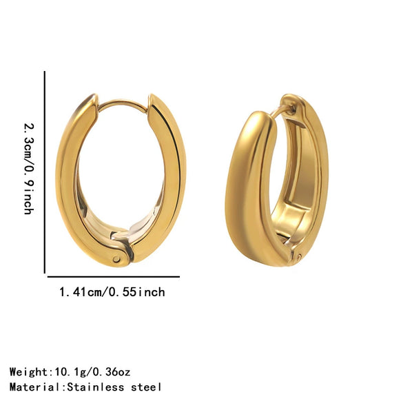 Wholesale Light Luxury Geometric Stainless Steel 18K Goldplated Hoop Earrings For Women