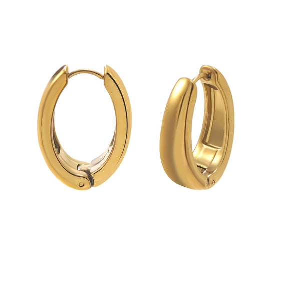 Wholesale Light Luxury Geometric Stainless Steel 18K Goldplated Hoop Earrings For Women