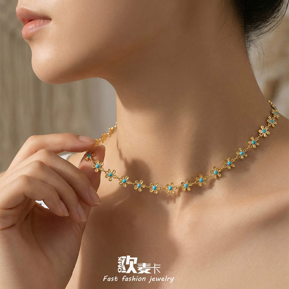 Wholesale Light Luxury Geometric Stainless Steel 18K Goldplated Necklace For Women
