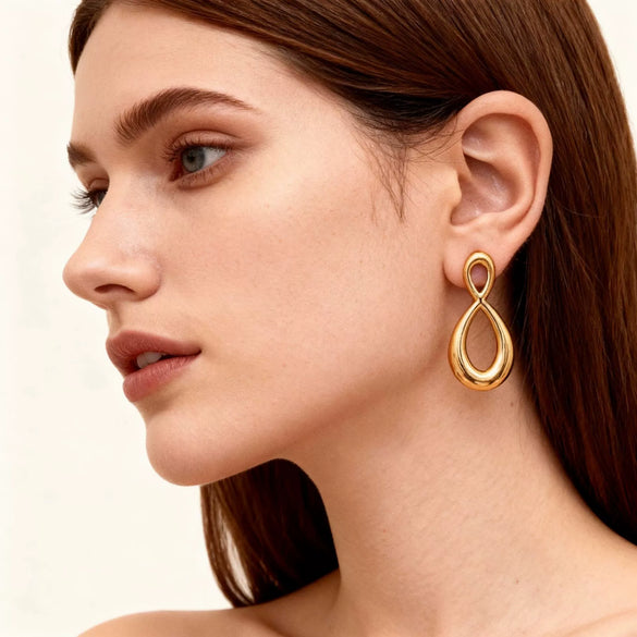 Wholesale Light Luxury Geometric Stainless Steel 18K Goldplated Stud Earrings For Women