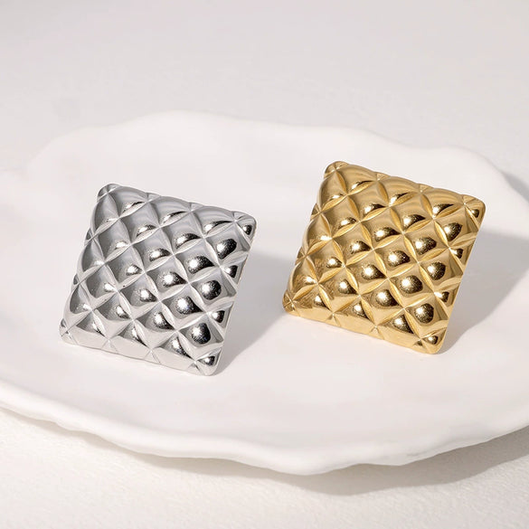 Wholesale Light Luxury Geometric Stainless Steel Open Ring For Women With Electroplating