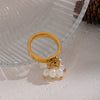 Wholesale Light Luxury Geometric Stainless Steel Pvd Furnace Vacuum Real Gold Plated Tassel Ring For Women