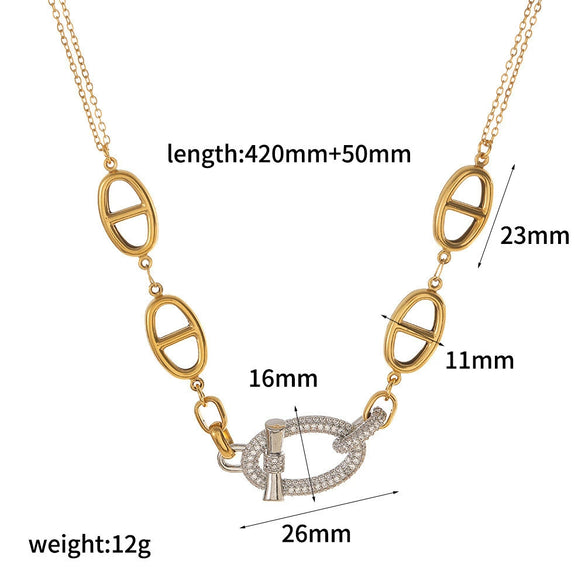 Wholesale Light Luxury Geometric Stainless Steel Real Gold Plated Jewelry Set For Women Earrings Necklace Bracelet