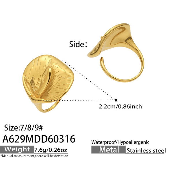 Wholesale Light Luxury Geometric Stainless Steel Ring Set For Women With Pvd Real Gold Plating