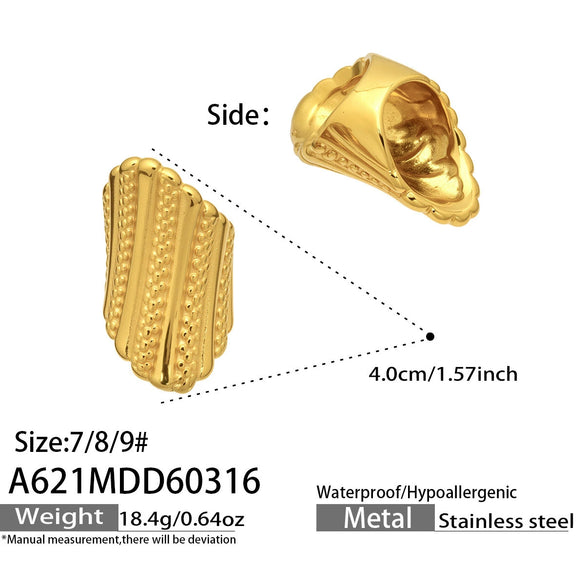 Wholesale Light Luxury Geometric Stainless Steel Ring Set For Women With Pvd Real Gold Plating