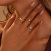 Wholesale Light Luxury Geometric Stainless Steel Ring With Imitation Pearl And Electroplating