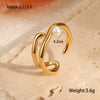 Wholesale Light Luxury Geometric Stainless Steel Ring With Imitation Pearl And Electroplating