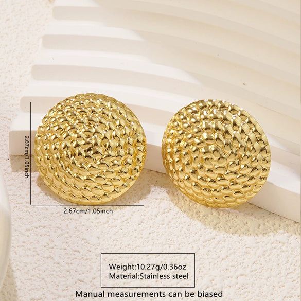 Wholesale Light Luxury Geometric Stainless Steel Stamped Necklace And Earrings Set For Women
