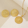Wholesale Light Luxury Geometric Stainless Steel Stamped Necklace And Earrings Set For Women