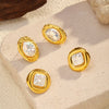 Wholesale Light Luxury Geometric Stainless Steel Titanium Steel Pearl Ear Studs For Women With Pvd Furnace Vacuum Real Gold Plating