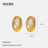 Wholesale Light Luxury Geometric Stainless Steel Titanium Steel Pearl Ear Studs For Women With Pvd Furnace Vacuum Real Gold Plating