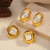 Wholesale Light Luxury Geometric Stainless Steel Titanium Steel Pearl Ear Studs For Women With Pvd Furnace Vacuum Real Gold Plating